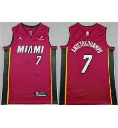 Men's Miami Heat #7 Giannis Antetokounmpo Red 2025 Statement Edition Swingman Stitched Basketball Jersey