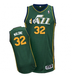 Men's Adidas Utah Jazz #32 Karl Malone Authentic Green Alternate NBA Jersey
