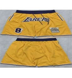 Men's Los Angeles Lakers #8 Kobe Bryant Yellow 2025 Shorts