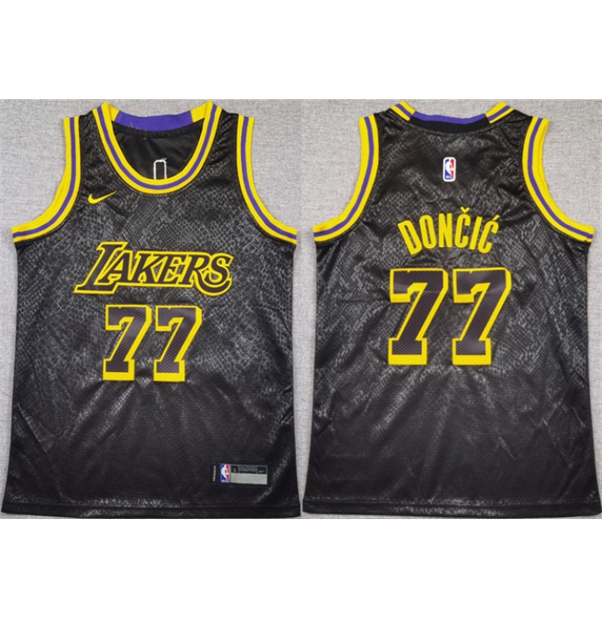 Youth Los Angeles Lakers #77 Luka Doncic Black 2025 City Edition Stitched Basketball Jersey