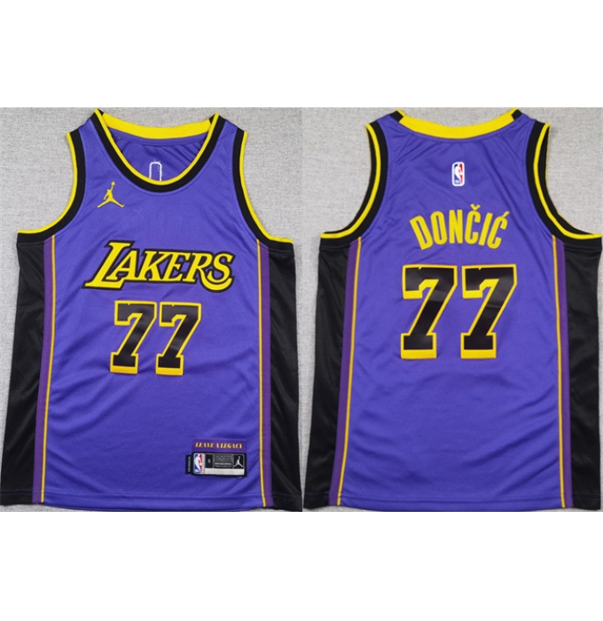 Youth Los Angeles Lakers #77 Luka Doncic Purple 2025 City Edition Stitched Basketball Jersey