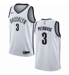 Youth Nike Brooklyn Nets #3 Drazen Petrovic Authentic White NBA Jersey - Association Edition