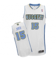 Men's Adidas Denver Nuggets #15 Nikola Jokic Authentic White Home NBA Jersey