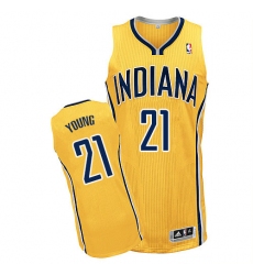 Men's Adidas Indiana Pacers #21 Thaddeus Young Authentic Gold Alternate NBA Jersey