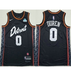 Men's Detroit Pistons #0 Jalen Duren Black 2024 City Icon Sponsor Swingman Jersey