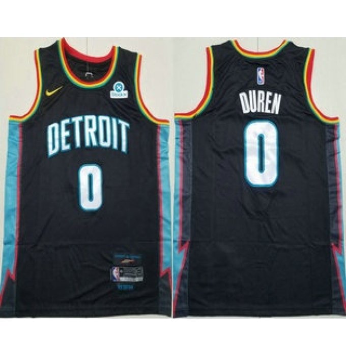 Men's Detroit Pistons #0 Jalen Duren Black 2025 City Sponsor Swingman Jersey