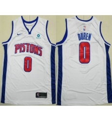 Men's Detroit Pistons #0 Jalen Duren White Icon Sponsor Swingman Jersey