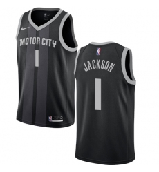 Men's Nike Detroit Pistons #1 Reggie Jackson Swingman Black NBA Jersey - City Edition