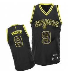 Men's Adidas San Antonio Spurs #9 Tony Parker Authentic Black Electricity Fashion NBA Jersey