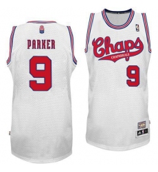 Men's Adidas San Antonio Spurs #9 Tony Parker Authentic White ABA Hardwood Classic NBA Jersey