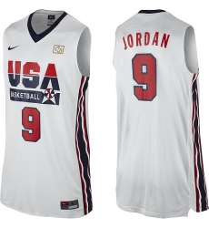 Men's Nike Team USA #9 Michael Jordan Authentic White 2012 Olympic Retro Basketball Jersey