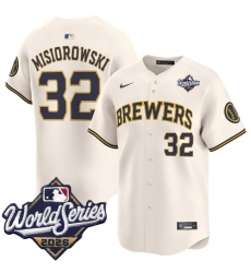Men's Milwaukee Brewers #32 Jacob Misiorowski Cream 2026 World Series Limited Stitched Baseball Jersey