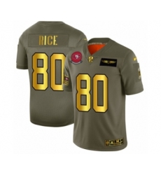 Men's San Francisco 49ers #80 Jerry Rice Limited Olive Gold 2019 Salute to Service Football Jersey