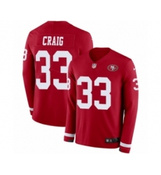Men's Nike San Francisco 49ers #33 Roger Craig Limited Red Therma Long Sleeve NFL Jersey