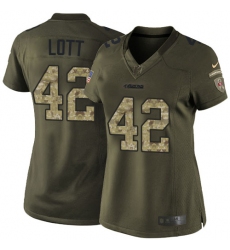 Women's Nike San Francisco 49ers #42 Ronnie Lott Elite Green Salute to Service NFL Jersey