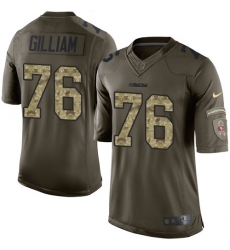 Men's Nike San Francisco 49ers #76 Garry Gilliam Elite Green Salute to Service NFL Jersey