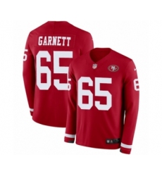 Men's Nike San Francisco 49ers #65 Joshua Garnett Limited Red Therma Long Sleeve NFL Jersey