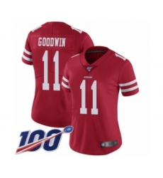 Women's San Francisco 49ers #11 Marquise Goodwin Red Team Color Vapor Untouchable Limited Player 100th Season Football Jersey