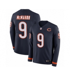 Men's Nike Chicago Bears #9 Jim McMahon Limited Navy Blue Therma Long Sleeve NFL Jersey