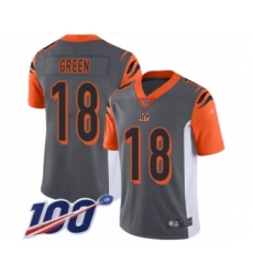 Youth Cincinnati Bengals #18 A.J. Green Limited Silver Inverted Legend 100th Season Football Jersey