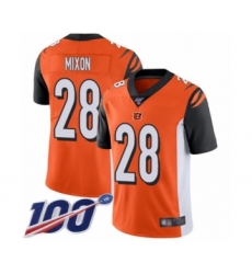 Men's Cincinnati Bengals #28 Joe Mixon Orange Alternate Vapor Untouchable Limited Player 100th Season Football Jersey