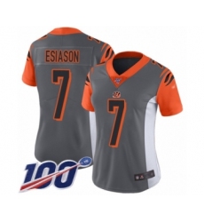 Women's Cincinnati Bengals #7 Boomer Esiason Limited Silver Inverted Legend 100th Season Football Jersey