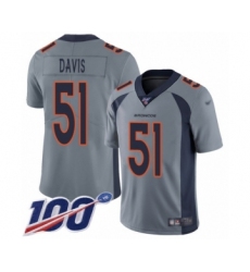 Youth Denver Broncos #51 Todd Davis Limited Silver Inverted Legend 100th Season Football Jersey