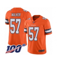 Men's Denver Broncos #57 Demarcus Walker Limited Orange Rush Vapor Untouchable 100th Season Football Jersey