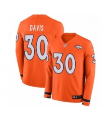Men's Nike Denver Broncos #30 Terrell Davis Limited Orange Therma Long Sleeve NFL Jersey