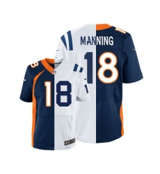 Men's Nike Denver Broncos #18 Peyton Manning Game Orange/Royal Blue Split Fashion NFL Jersey