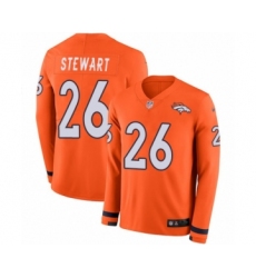 Youth Nike Denver Broncos #26 Darian Stewart Limited Orange Therma Long Sleeve NFL Jersey