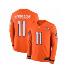 Youth Nike Denver Broncos #11 Carlos Henderson Limited Orange Therma Long Sleeve NFL Jersey