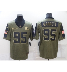 Men's Cleveland Browns #95 Myles Garrett Gold 2021 Salute To Service Limited Player Jersey