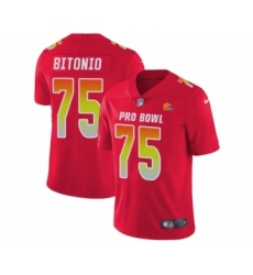 Men's Cleveland Browns #75 Joel Bitonio Limited Red AFC 2019 Pro Bowl Football Jersey