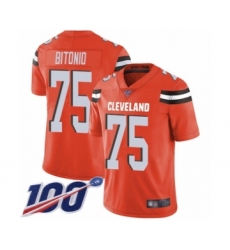 Men's Cleveland Browns #75 Joel Bitonio Orange Alternate Vapor Untouchable Limited Player 100th Season Football Jersey