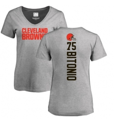 NFL Women's Nike Cleveland Browns #75 Joel Bitonio Ash Backer V-Neck T-Shirt