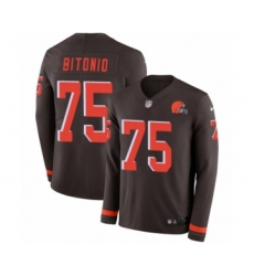 Youth Nike Cleveland Browns #75 Joel Bitonio Limited Brown Therma Long Sleeve NFL Jersey