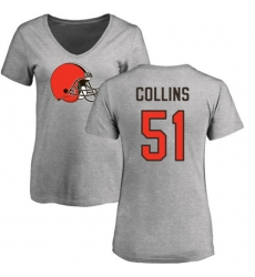NFL Women's Nike Cleveland Browns #51 Jamie Collins Ash Name & Number Logo T-Shirt