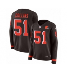 Women's Nike Cleveland Browns #51 Jamie Collins Limited Brown Therma Long Sleeve NFL Jersey