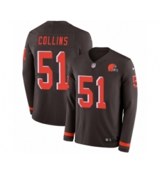 Youth Nike Cleveland Browns #51 Jamie Collins Limited Brown Therma Long Sleeve NFL Jersey
