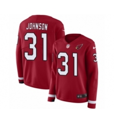 Women's Nike Arizona Cardinals #31 David Johnson Limited Red Therma Long Sleeve NFL Jersey