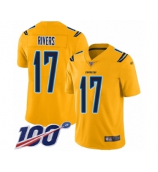 Youth Nike Los Angeles Chargers #17 Philip Rivers Limited Gold Inverted Legend 100th Season NFL Jersey