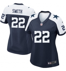 Women's Nike Dallas Cowboys #22 Emmitt Smith Game Navy Blue Throwback Alternate NFL Jersey