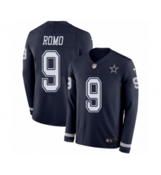 Men's Nike Dallas Cowboys #9 Tony Romo Limited Navy Blue Therma Long Sleeve NFL Jersey