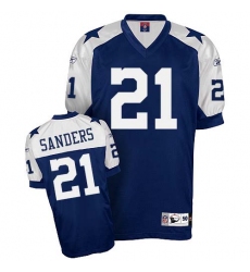 Reebok Dallas Cowboys #21 Deion Sanders Navy Blue Thanksgiving Authentic Throwback NFL Jersey