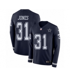 Youth Nike Dallas Cowboys #31 Byron Jones Limited Navy Blue Therma Long Sleeve NFL Jersey