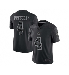 Men's Dallas Cowboys #4 Dak Prescott Black Reflective Limited Stitched Football Jersey