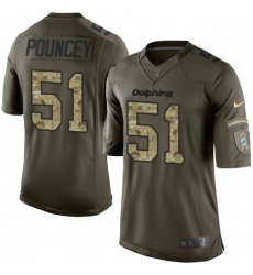 Men's Nike Miami Dolphins #51 Mike Pouncey Elite Green Salute to Service NFL Jersey