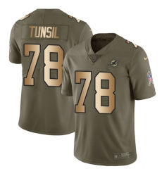 Youth Nike Miami Dolphins #78 Laremy Tunsil Limited Olive Gold 2017 Salute to Service NFL Jersey