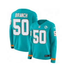 Women's Nike Miami Dolphins #50 Andre Branch Limited Aqua Therma Long Sleeve NFL Jersey